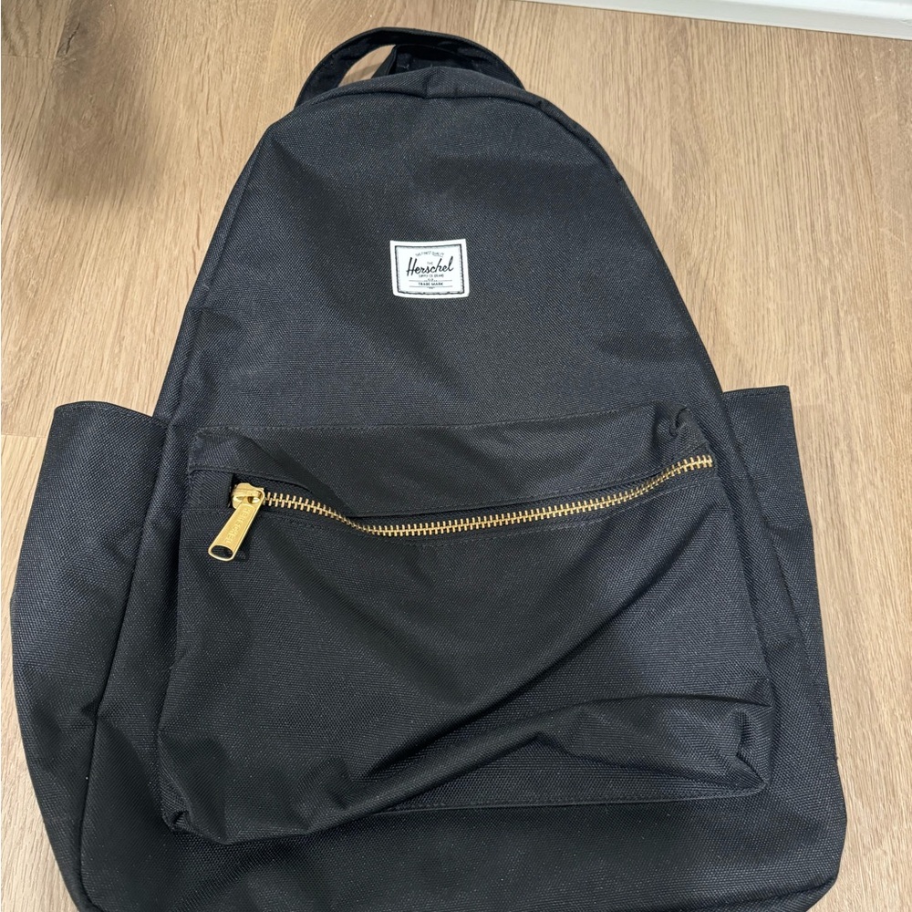 NWT Herschel Supply Company Black Backpack with Gold Accents